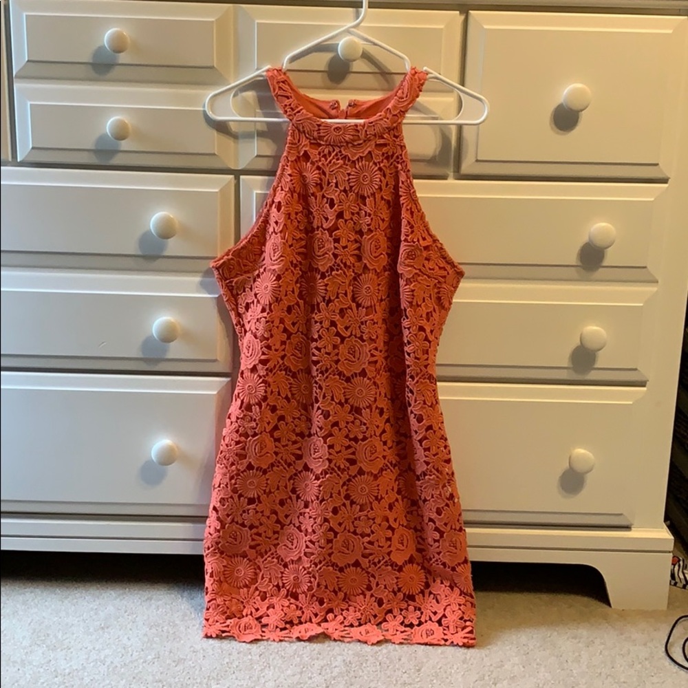 Lulus Coral lace dress